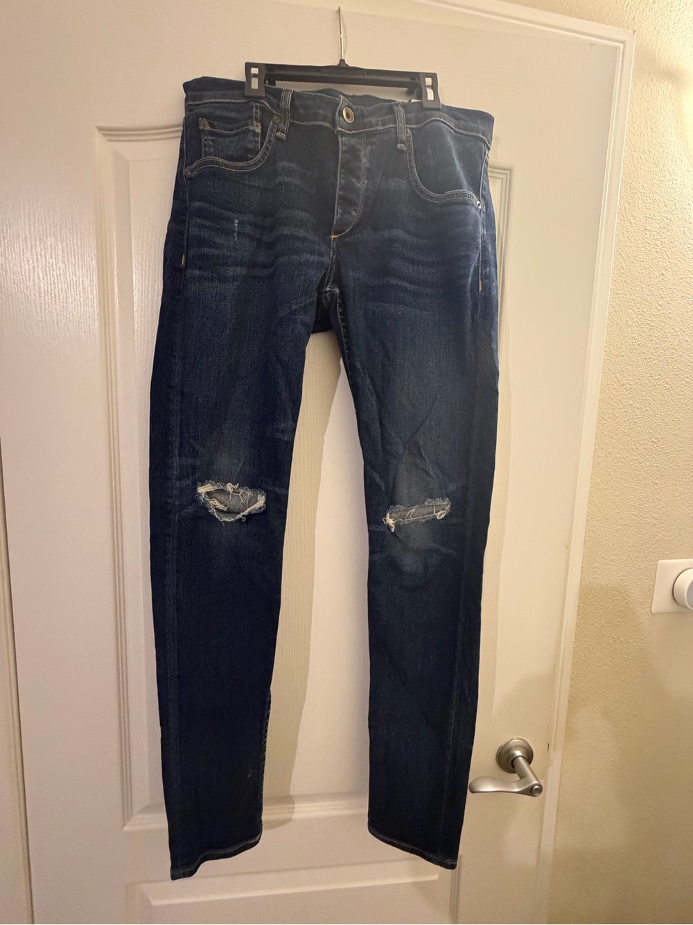 Rag & Bone Men's Dark Blue Distressed Slim Jeans